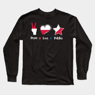 peace love polska, poland, red and white Long Sleeve T-Shirt